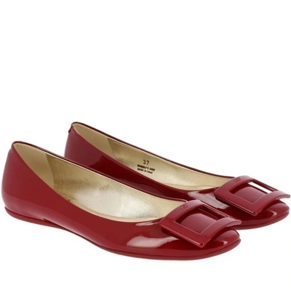 🆕 Roger Vivier Logo Buckle Patent Leather Ballet Flats Current Collection - Picture 4 of 16